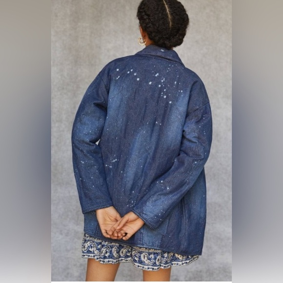 Anthropologie Pilcro Quilted Denim Kimono Jacket Oversized Pockets Boho XS - Picture 2 of 9